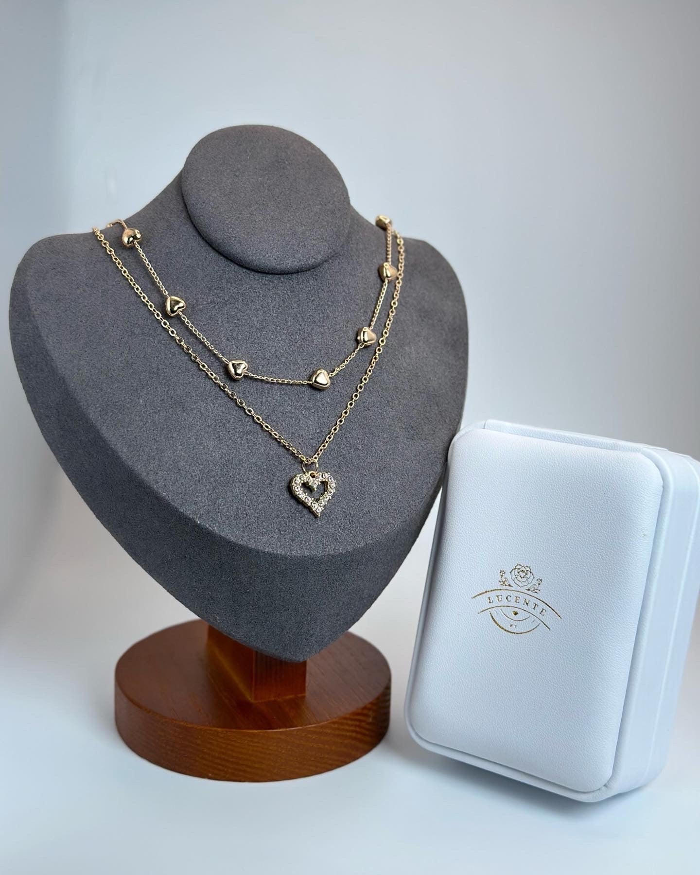 Gold Plated Double Heart Necklace