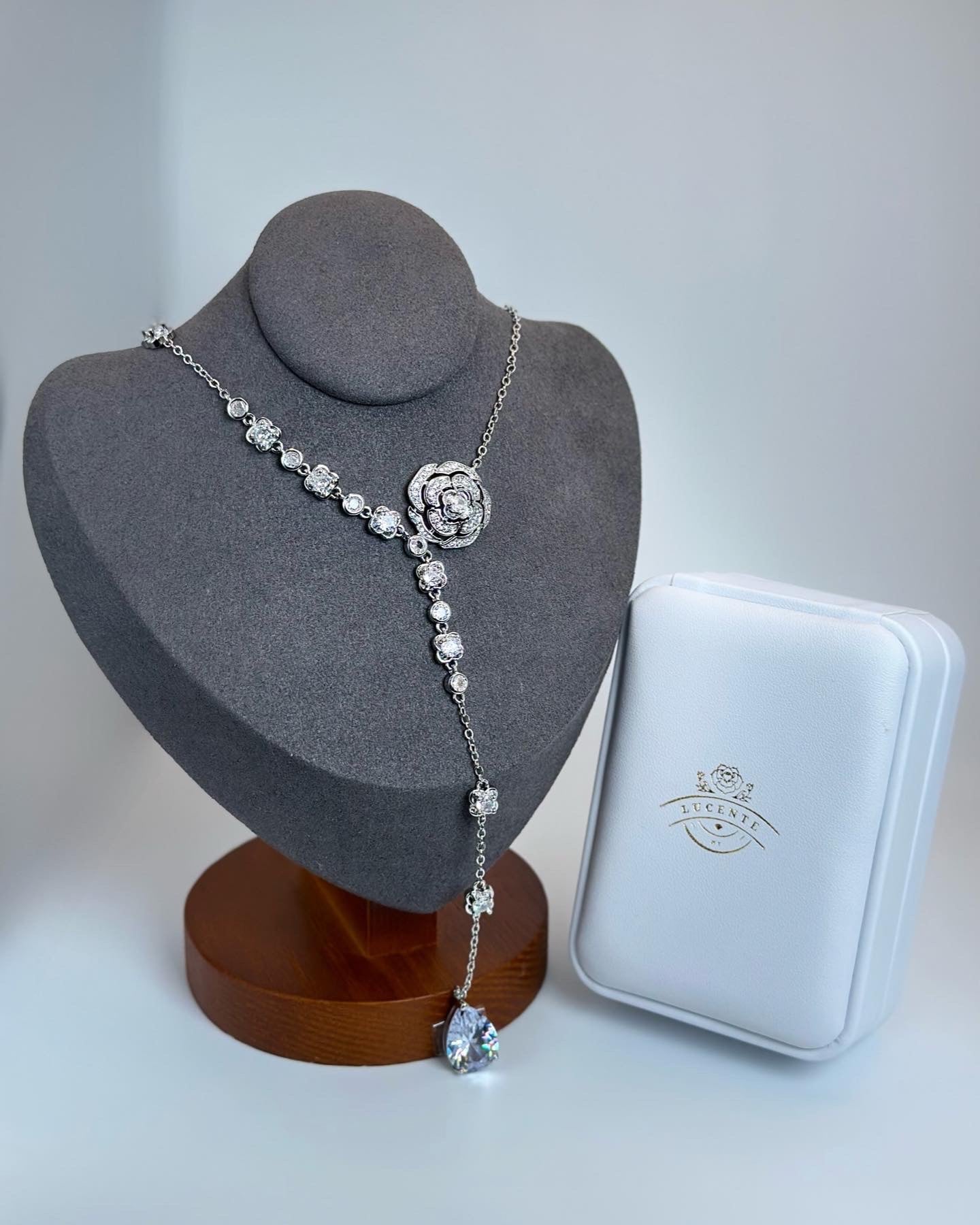 Crystal Rose Long Pendant