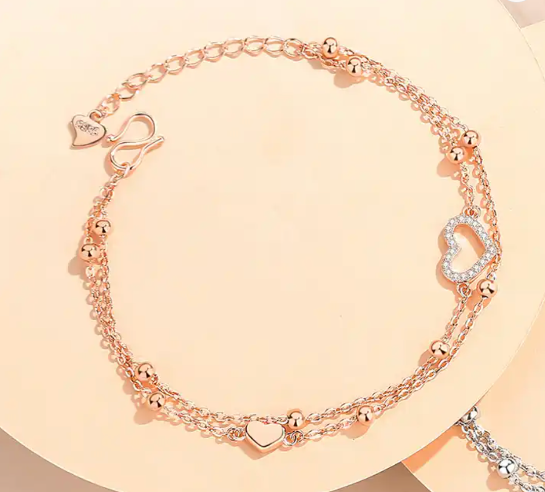 Double Layer Heart Shaped Bracelet