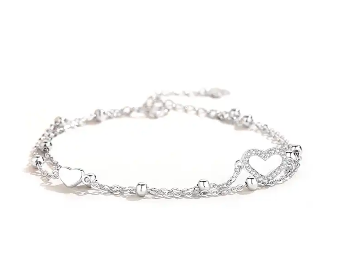 Double Layer Heart Shaped Bracelet