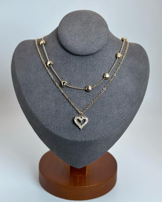 Gold Plated Double Heart Necklace