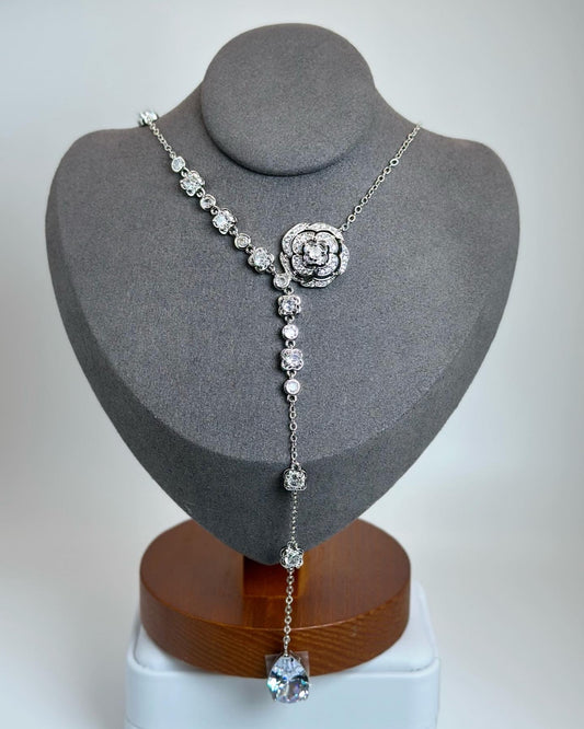 Crystal Rose Long Pendant