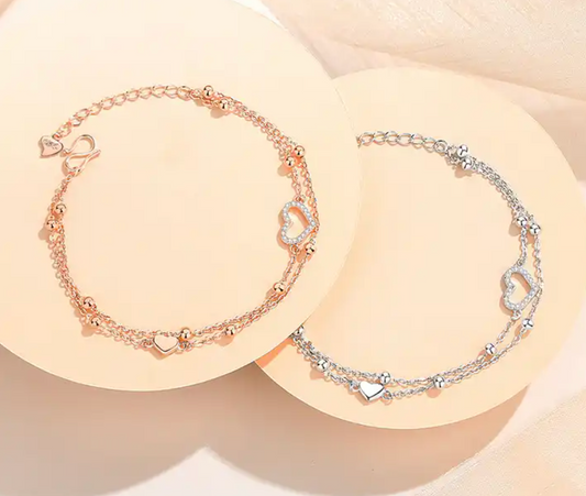 Double Layer Heart Shaped Bracelet